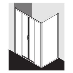 Kermi Duschkabine Liga Gleittür 4T bodenfrei Festfeld D4B 1850x1400x53mm ESG Klar ... KERMI-LID4B14018VPK 4051484439547 (Abb. 1)