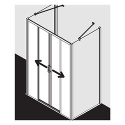Kermi Duschkabine Liga Gleittür 4T bodenfrei Festfeld D4B 1850x1400x53mm ESG Klar ... KERMI-LID4B14018VPK 4051484439547 (Abb. 1)