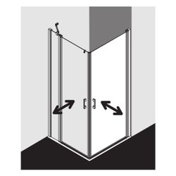 Kermi Duschkabine Liga Eckeinstieg 2T Pendel-Falttür Festfeld Halbteil EPL 2000x90... KERMI-LIEPL090201AK 4051484408239 (Abb. 1)