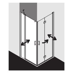 Kermi Duschkabine Liga Eckeinstieg 2T Pendel-Falttür Festfeld Halbteil EPL 2000x90... KERMI-LIEPL090201AK 4051484408239 (Abb. 1)