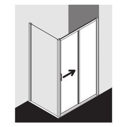 Kermi Duschkabine Liga Gleittür 2T Festfeld G2R 2000x1400x32mm ESG Klar 4mm Silber... KERMI-LIG2R14020VAK 4051484589945 (Abb. 1)