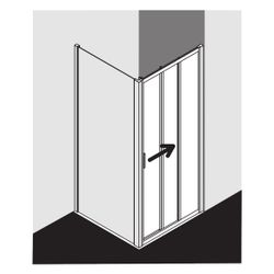 Kermi Duschkabine Liga Gleittür 3T Festfeld G3R 1850x900x32mm ESG Klar 4mm Silber ... KERMI-LIG3R090181PK 4051484591337 (Abb. 1)