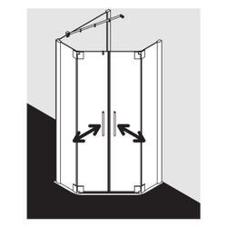 Kermi Duschkabine Pasa XP Fünfeck Pendeltür Festfeld F40 1850x900x31mm ESG Klar 8m... KERMI-PXF4009018VPK 4046383919610 (Abb. 1)