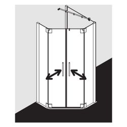 Kermi Duschkabine Pasa XP Fünfeck Pendeltür Festfeld F40 1850x900x31mm ESG Klar 8m... KERMI-PXF4009018VPK 4046383919610 (Abb. 1)