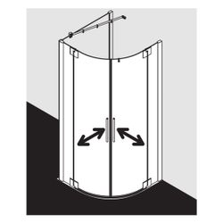 Kermi Duschkabine Pasa XP Viertelkreis Pendel Festfeld P55 1850x900x31mm ESG Klar ... KERMI-PXP55090181PK 4046383923068 (Abb. 1)
