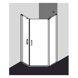 Kermi Duschkabine Pega Fünfeck Pendeltür Festfeld 53L 1850x1000x22mm ESG Klar 6mm ... KERMI-PE53L10018VAK 4051484528791 (Abb. 1)