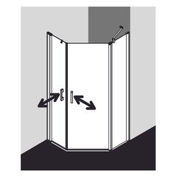 Kermi Duschkabine Pega Fünfeck Pendeltür Festfeld 47R 2000x900x22mm ESG Klar 6mm S... KERMI-PE47R09020VPK 4051484528333 (Abb. 1)