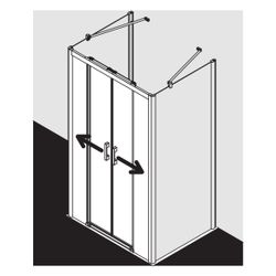 Kermi Duschkabine Pega Gleittür 4T bodenfrei Festfeld D4B 2000x1600x47mm ESG Klar ... KERMI-PED4B16020VAK 4051484539117 (Abb. 1)