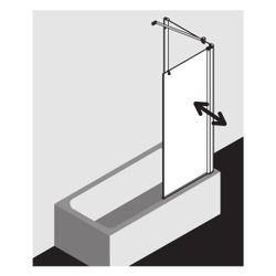 Kermi Badewannenaufsatz Pega Pendelflügel DFR 1500x750x27mm ESG Klar 6mm Silber Ho... KERMI-PEDFR07515VAK 4051484539773 (Abb. 1)