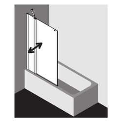 Kermi Badewannenaufsatz Pega Pendelflügel mit Festfeld DTL 1500x1100x27mm ESG Klar... KERMI-PEDTL11015VPK 4051484539919 (Abb. 1)
