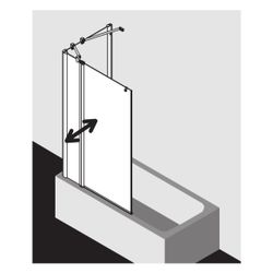Kermi Badewannenaufsatz Pega Pendelflügel mit Festfeld DTL 1500x1100x27mm ESG Klar... KERMI-PEDTL11015VPK 4051484539919 (Abb. 1)