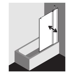 Kermi Badewannenaufsatz Pega Pendelflügel mit Festfeld DTR 1500x1100x27mm ESG Klar... KERMI-PEDTR11015VAK 4051484539971 (Abb. 1)