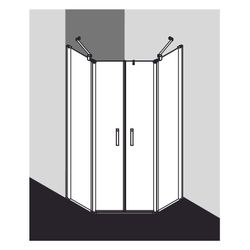 Kermi Duschkabine Pega Fünfeck Pendeltür Festfeld F50 2000x1000x27mm ESG Klar 6mm ... KERMI-PEF5010020VPK 4051484545217 (Abb. 1)