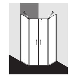 Kermi Duschkabine Pega Fünfeck Pendeltür Festfeld F50 2000x1000x27mm ESG Klar 6mm ... KERMI-PEF5010020VPK 4051484545217 (Abb. 1)