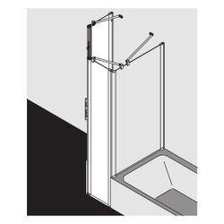 Kermi Duschkabine Pega Fünfeck Pendeltür Festfeld F50 2000x1000x27mm ESG Klar 6mm ... KERMI-PEF5010020VPK 4051484545217 (Abb. 1)