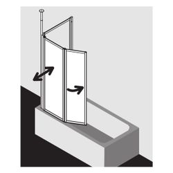 Kermi Badewannenaufsatz Vario 2000 Faltwand 2F TS1 1400x750x24mm ESG Klar 3mm Silb... KERMI-V2TS1075141AK 4046383454852 (Abb. 1)