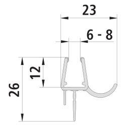 Kermi Dichtleiste PA 1601 8B x1, 3249, 985mm, mit Wasserabpralleffekt, 2534071... KERMI-2534071 4051484923114 (Abb. 1)