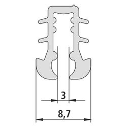 Kermi Glasabdichtung senkrecht x1, 4026, 12000mm, für 3-teilige Gleittür, passend bis Se... KERMI-2534101 4051484923282 (Abb. 1)