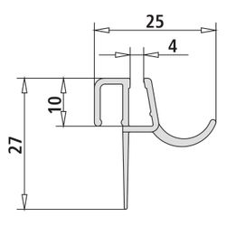 Kermi Dichtleiste 4719 201 BS x1, 4714L, 985mm, Transparent, 2534979... KERMI-2534979 4051484925651 (Abb. 1)