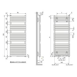 Kermi Aster Badheizkörper mit flachovalen Querrohren 1471x37x450mm, 634W bei 75/... KERMI-MBN1015450101XK 4037486794433 (Abb. 1)