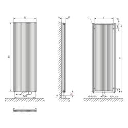Kermi Carré vertikal Designheizkörper 1600x96x895mm 2649W bei 75/65/20 Grad C, W... KERMI-D3N1V1600902XXK 4037486268347 (Abb. 1)