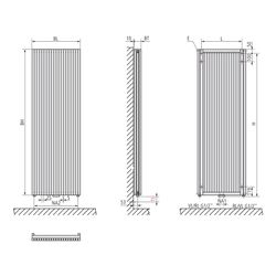 Kermi Decor-Arte Pure vertikal Designheizkörper 2000x295x96mm strukturweiß... KERMI-D3N1V200030HXXK  (Abb. 1)