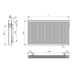 Kermi E-Panel Profil elektrischer Flachheizkörper 600x73x500mm 500W ohne Stecker... KERMI-F1E21060050JS4K 4051487926075 (Abb. 1)