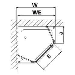 Kermi Duschkabine Ibiza 2000 Fünfeck Schwingtür Festfeld 49L 1850x900x24mm ESG Kla... KERMI-I249L090181AK 4046383569228 (Abb. 1)