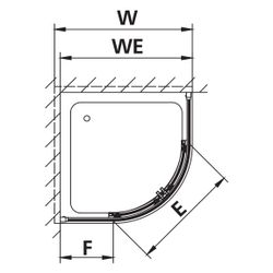 Kermi Duschkabine Liga Viertelkreis Gleit bodenfrei C55 2000x900x32mm ESG Klar 4mm... KERMI-LIC55090201PK 4051484437826 (Abb. 1)