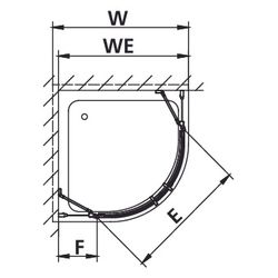 Kermi Duschkabine Liga Viertelkreis Schwingtür Festfeld T55 2000x900x21mm ESG Klar... KERMI-LIT5509020VPK 4051484593409 (Abb. 1)