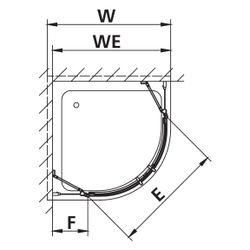 Kermi Duschkabine Liga Viertelkreis Schwingtür Festfeld T55 2000x900x21mm ESG Klar... KERMI-LIT5509020VPK 4051484593409 (Abb. 1)