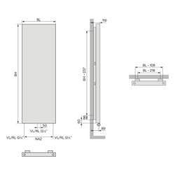 Kermi Niva Designheizkörper vertikal Typ 21 1820x119x620mm, 1935W bei 75/65/20 G... KERMI-D8N2V18600108XK 4063769639016 (Abb. 1)