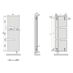 Kermi Tano-E elektrischer Designheizkörper 1180x38x600mm, FWS, 600W, Ausführung ... KERMI-SPE1A12600657XK 4063769717950 (Abb. 1)