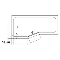 Kermi Badewannenaufsatz Vario 2000 Faltwand 2F TS1 1400x750x24mm ESG Klar 3mm Silb... KERMI-V2TS1075141AK 4046383454852 (Abb. 1)
