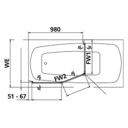 Kermi Badewannenaufsatz Vario 2000 Faltwand 2-1F Magnet. TS2 1400x750x24mm ESG Kla... KERMI-V2TS2075141PK 4046383455170 (Abb. 1)