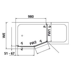 Kermi Badewannenaufsatz Vario 2000 Faltwand 2-1F Magnet. TS2 1400x750x24mm ESG Kla... KERMI-V2TS2075141PK 4046383455170 (Abb. 1)
