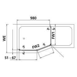 Kermi Badewannenaufsatz Vario 2000 Faltwand 2-1F Magnet. TS2 1400x750x24mm ESG Kla... KERMI-V2TS2075141PK 4046383455170 (Abb. 1)