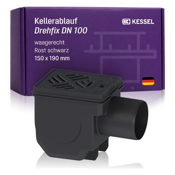 Kessel Kellerablauf Drehfix DN 100 Typ 5, Rost Schwarz