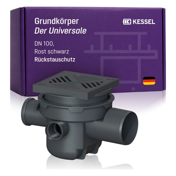 Kessel Grundkörper Der Universale DN 100, mit Rückstauschutz, Rost Schwarz
