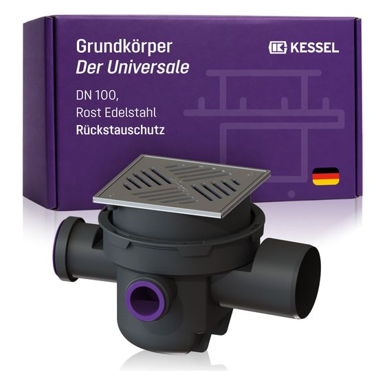Kessel Grundkörper Der Universale DN 100, mit Rückstauschutz, Rost Edelstahl