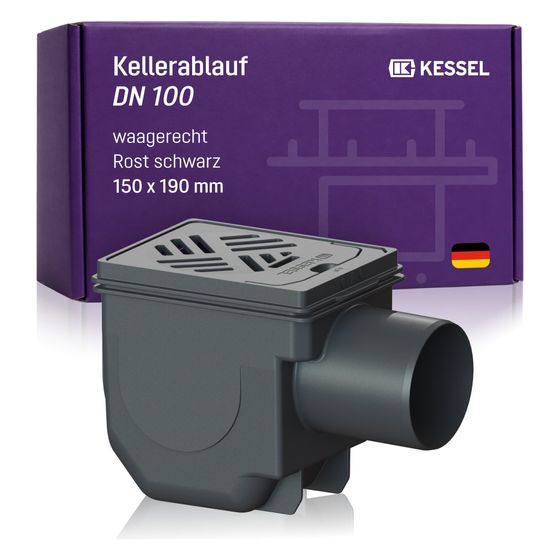Kessel Kellerablauf DN 100, 200mm, Rost Schwarz, 33101
