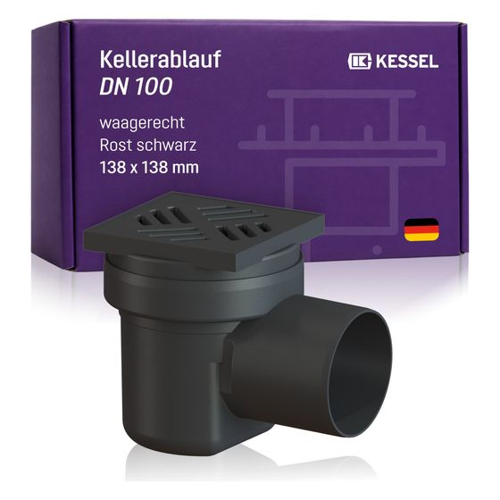 Kessel Kellerablauf DN 100, 150mm, Rost Schwarz, 36501