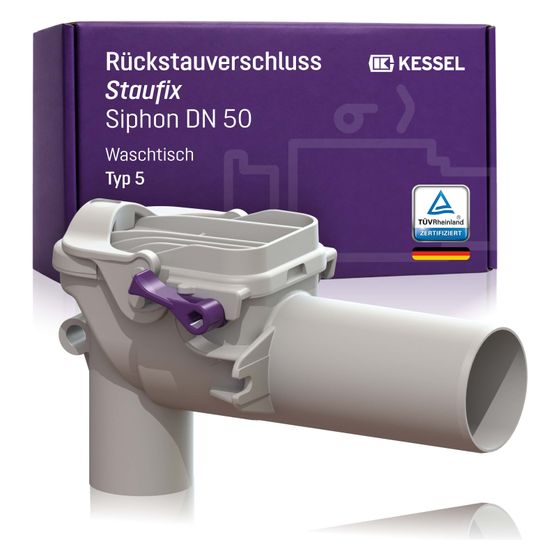 Kessel Rückstauverschluss Staufix, Siphon DN 50, für Waschtisch Typ 5