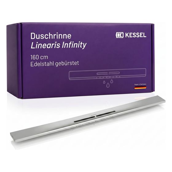 Kessel Duschrinne Linearis Infinity, DN 50, 1.600mm, Edelstahl gebürstet, 45200.16