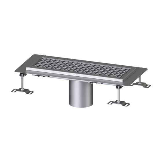 Kessel Kastenrinne Ferrofix, DN 125, 200x550mm, mit Klebeflansch Höhe 15mm, Edelstahl, Silber