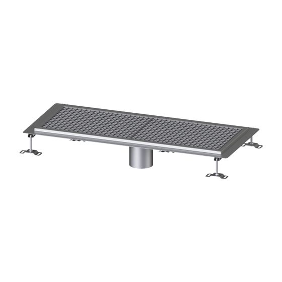 Kessel Kastenrinne Ferrofix, DN 125, 400x1.050mm, mit Klebeflansch Höhe 15mm, Edelstahl, Silber