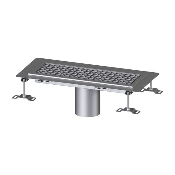 Kessel Kastenrinne Ferrofix, DN 125, 200x550mm, mit Klebeflansch Höhe 6mm, Edelstahl, Silber