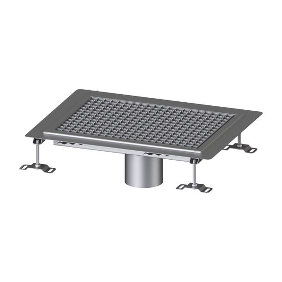Kessel Kastenrinne Ferrofix, DN 125, 400x550mm, mit Klebeflansch Höhe 6mm, Edelstahl, Silber