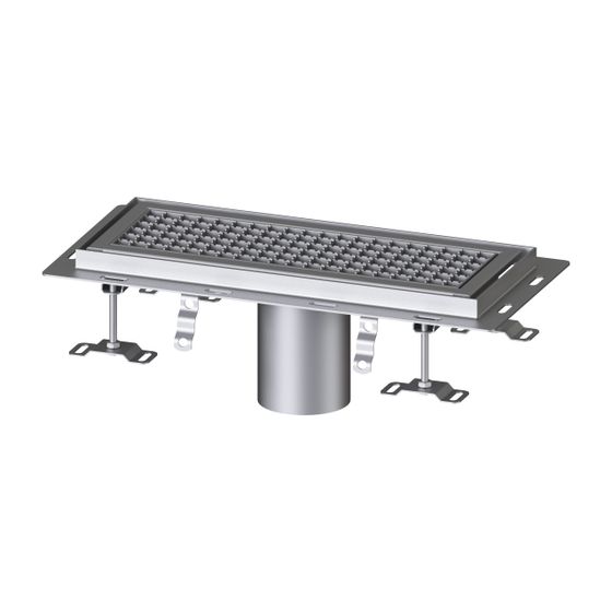 Kessel Kastenrinne Ferrofix, DN 125, 200x550mm, mit Fliesenanschlusswinkel, Edelstahl, Silber