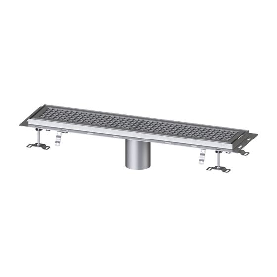 Kessel Kastenrinne Ferrofix, DN 125, 200x1.050mm, mit Fliesenanschlusswinkel, Edelstahl, Silber
